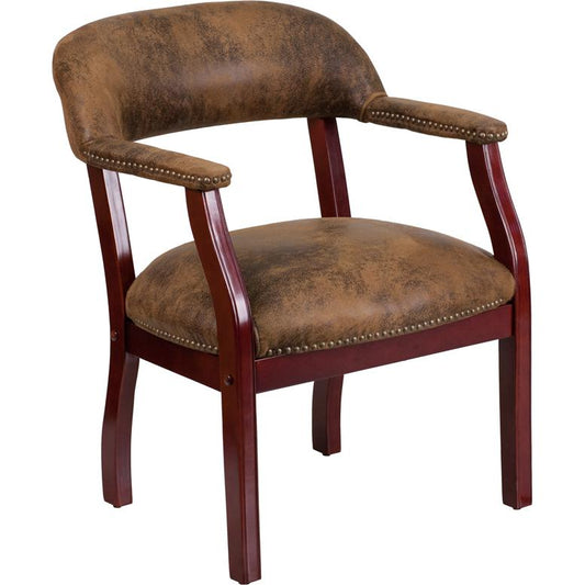 Bomber Jacket Brown Luxurious Conference Chair with Accent Nail Trim