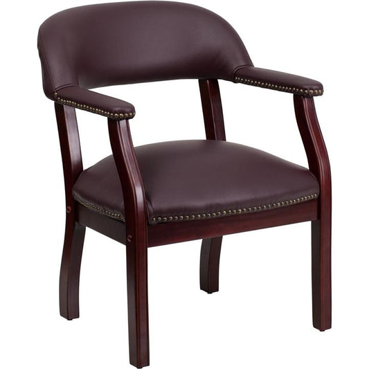 Burgundy LeatherSoft Conference Chair with Accent Nail Trim