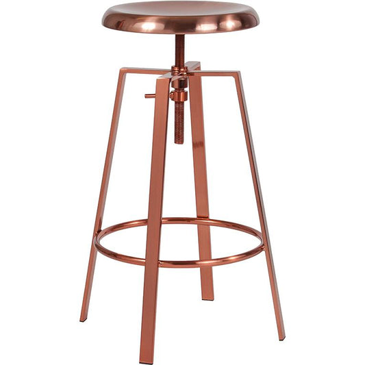 Toledo Industrial Style Barstool with Swivel Lift Adjustable Height Seat in Rose Gold Finish
