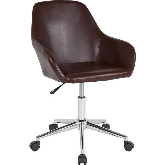 Cortana Home and Office Mid-Back Chair in Brown LeatherSoft