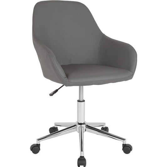 Cortana Home and Office Mid-Back Chair in Gray LeatherSoft