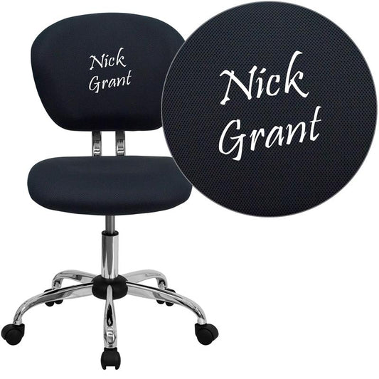 Personalized Mid-Back Gray Mesh Swivel Task Office Chair with Chrome Base