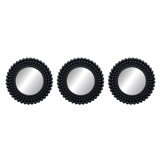 My Store 3 Piece Bubble Beaded Mirror Wall Decor Set, Black, 10 Inches