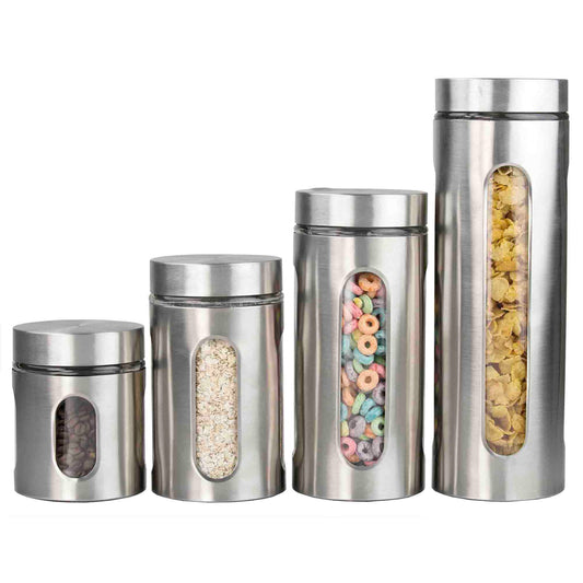 My Store 4 Piece Essence Collection Stainless Steel Canister Set, Stainless Steel