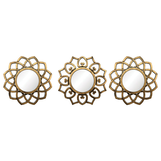 My Store 3-Piece Brushed Gold Mirror Set Wall Decor Star, Gold, 30x10 Inches
