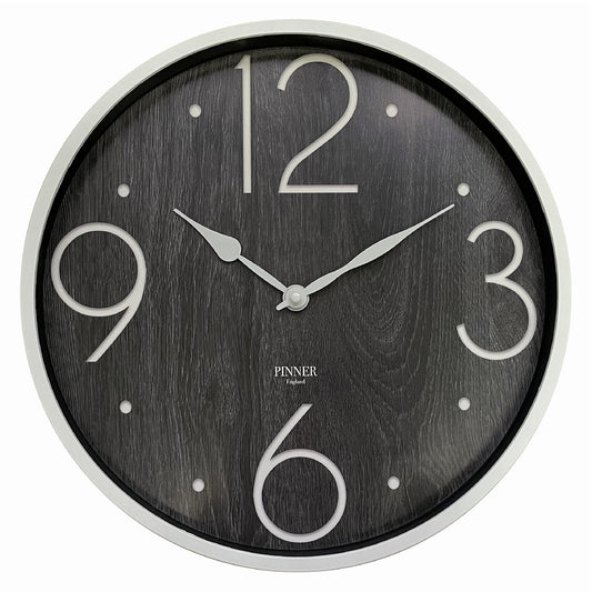 My Store Modern Numeral Bold Round Analog Wall Clock, Wood Dark, 14 Inches