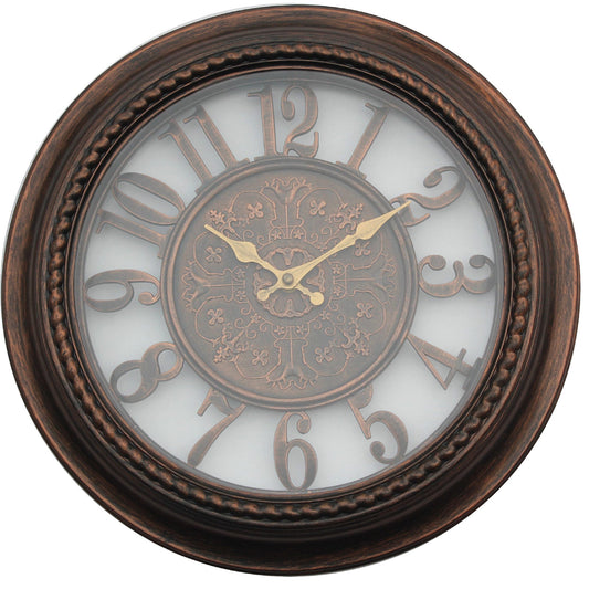 My Store Industrial Digits Round Roped Wall Clock, Bronze, 15 Inches