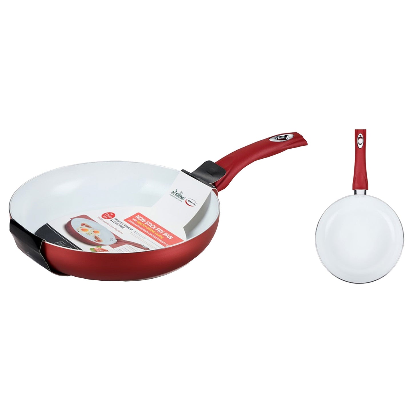 My Store Non-Stick White Ceramic Coating Frying Pan with Soft Touch Handle, Red, 11 Inches