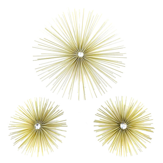 My Store 3 Piece Starburst Metal Wall Decor Set, Gold, (2) 6 Inches, (1) 9 Inches