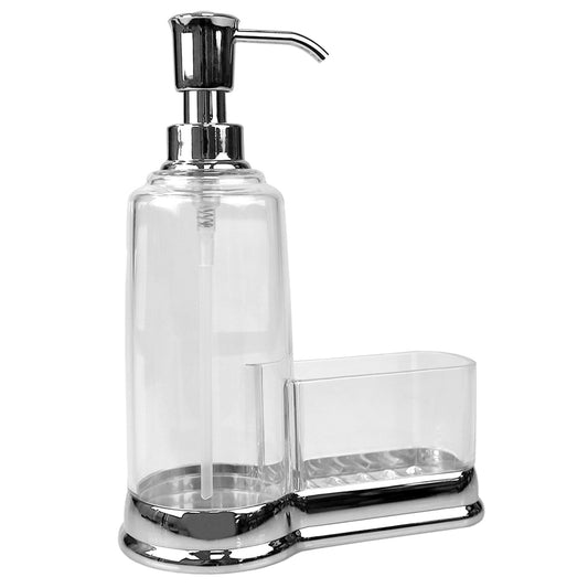 My Store Plastic Soap Dispenser with Steel Top and Sponge Holder, Chrome