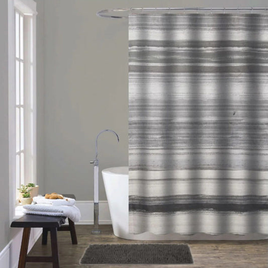 Doral 14 Piece Chenille Non-Slip Bath Rug with Shower Curtain Set, Grey