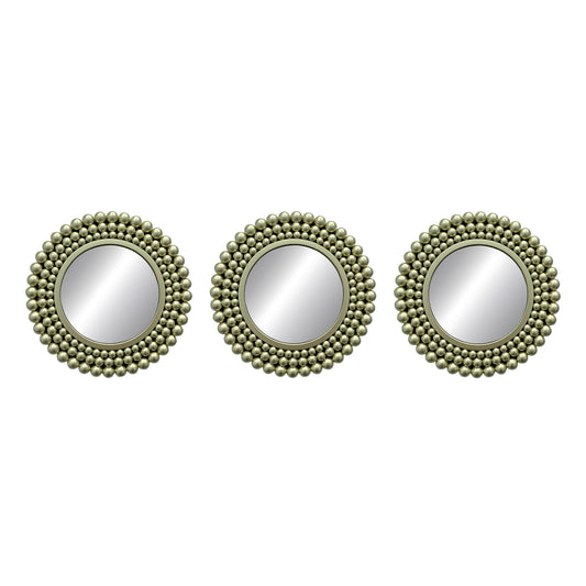 My Store 3 Piece Bubble Beaded Mirror Wall Decor Set, Champagne, 10 Inches