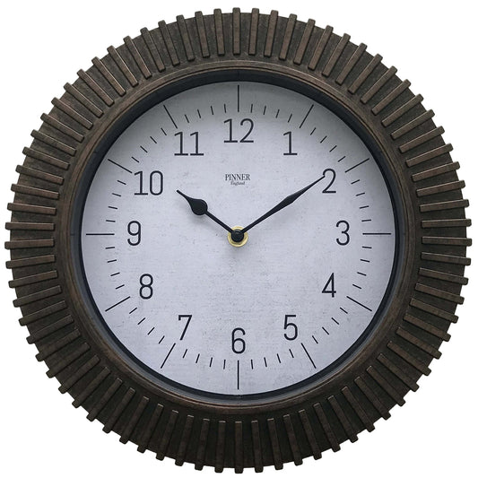 My Store Brushed Round Ridged Analog Wall Clock, Bronze, 12 Inches