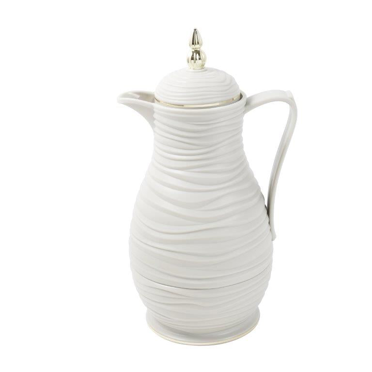 Vacuum Insulated Plastic Thermos Flask Vanilla White 1 Litre