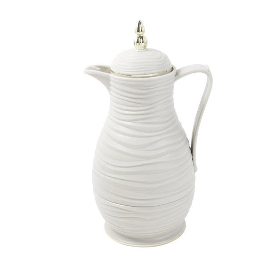 Vacuum Insulated Plastic Thermos Flask Vanilla White 1 Litre