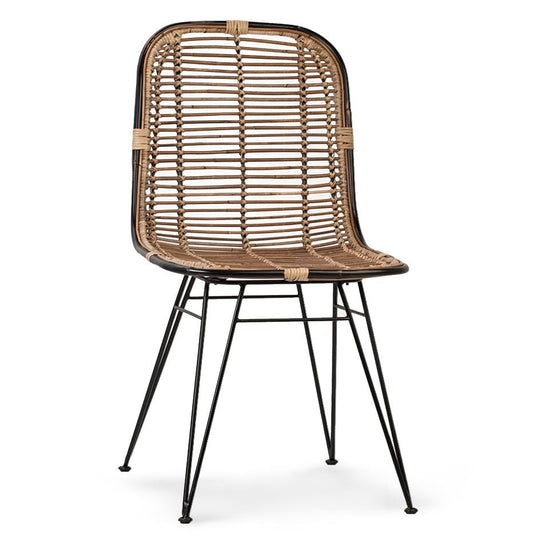 LIMA BLACK + NATURAL RATTAN DINING CHAIR | SET OF 2