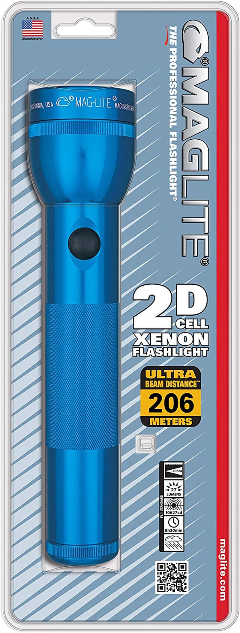 Maglite Heavy-Duty Incandescent 3-Cell D Flashlight in Display Box, Blue -S3D115