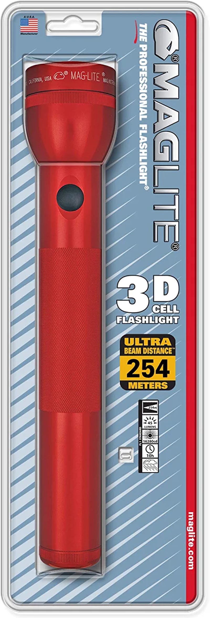 Maglite Heavy-Duty Incandescent 3-Cell D Flashlight in Display Box, Blue -S3D115