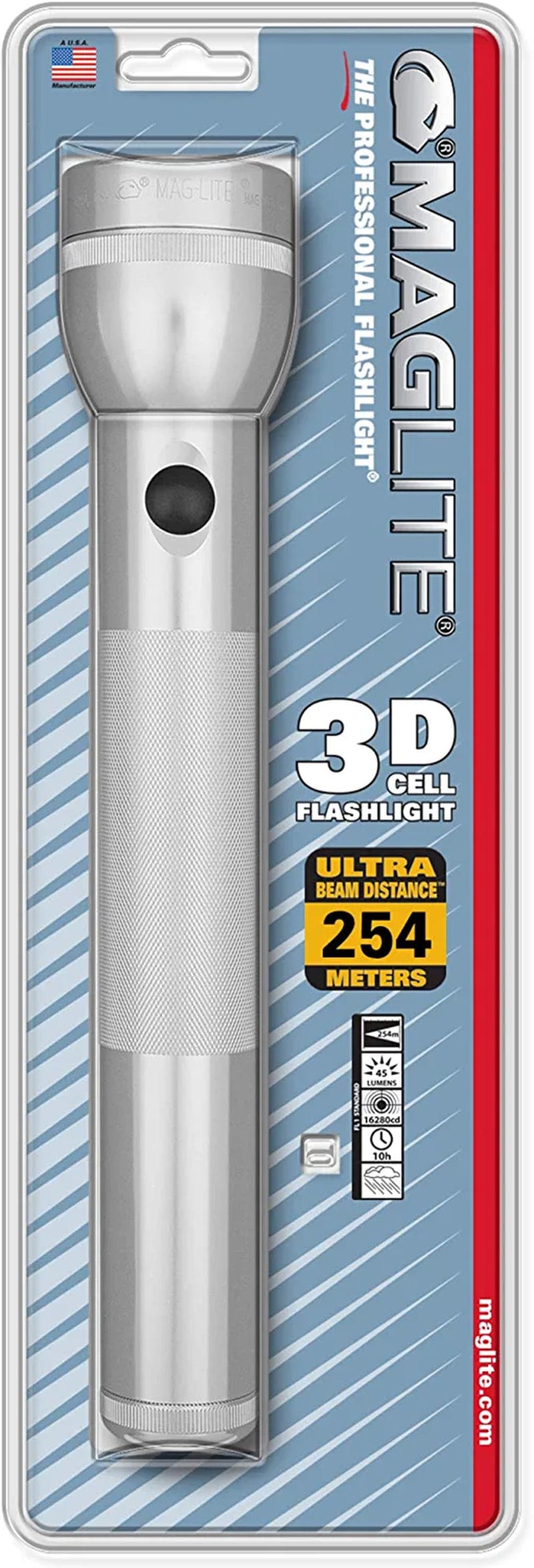 Maglite Heavy-Duty Incandescent 3-Cell D Flashlight in Display Box, Blue -S3D115