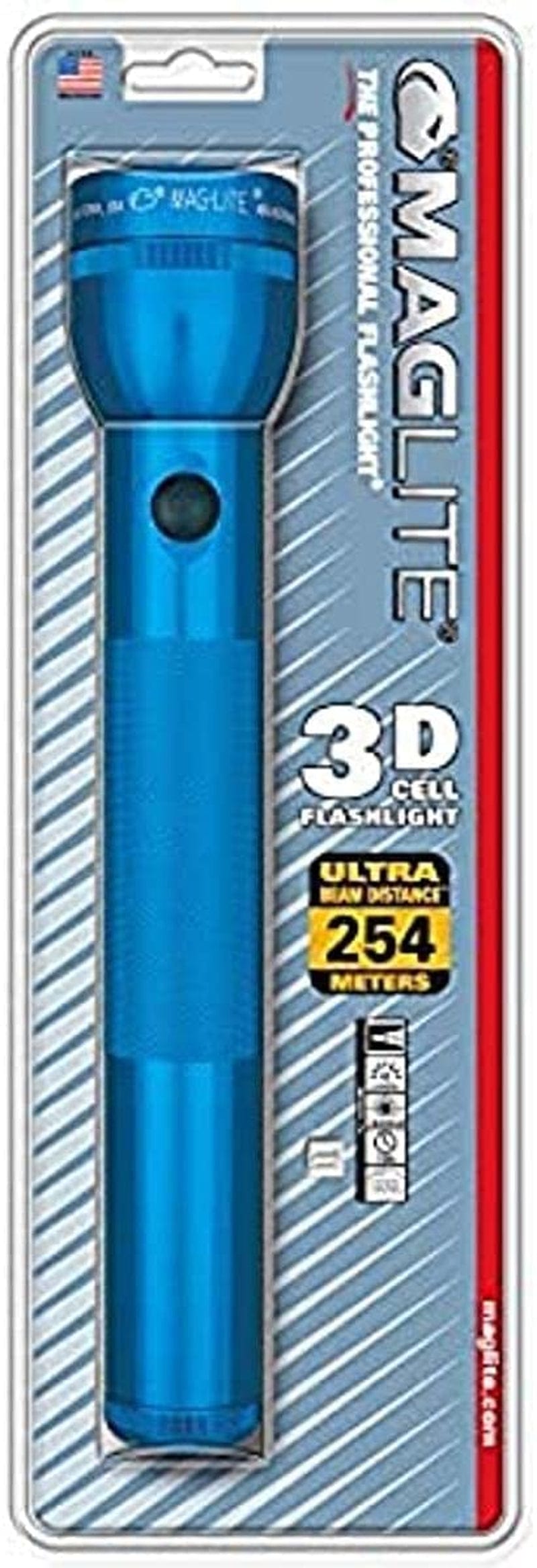 Maglite Heavy-Duty Incandescent 3-Cell D Flashlight in Display Box, Blue -S3D115