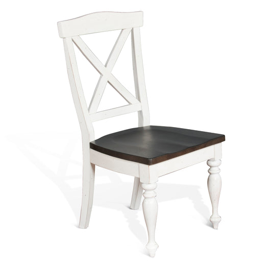 Zen 2 Off White Dark Brown Cross Back Chairs