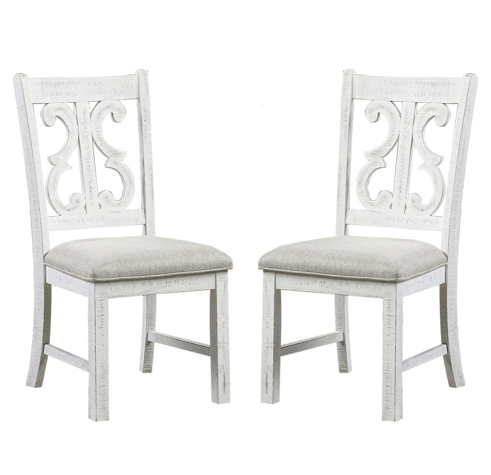 Sienna 2 Distressed White Dark Oak Side Chairs