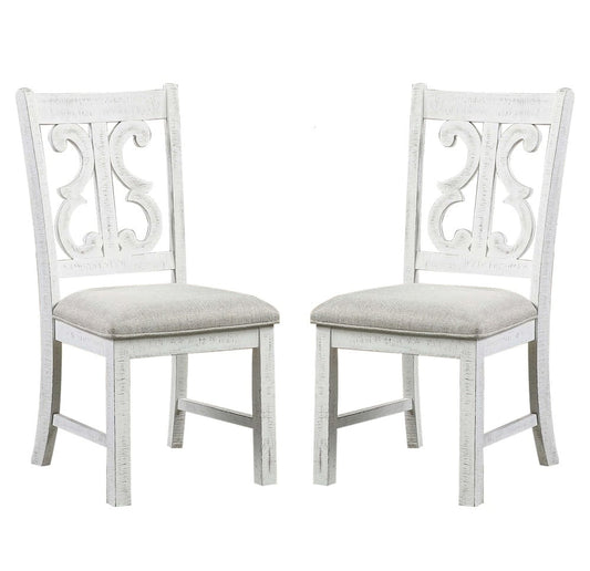 Sienna 2 Distressed White Dark Oak Side Chairs
