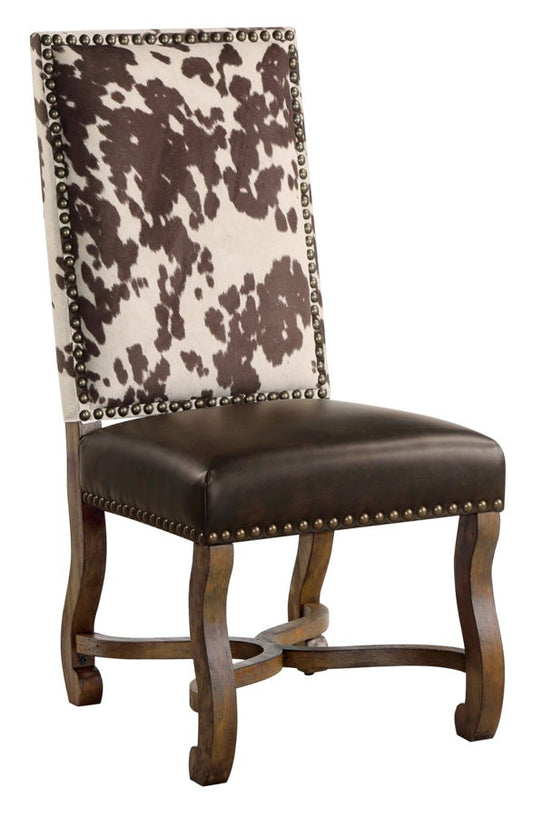 Brighten Ranch Leather Faux Cowhide Side Chair