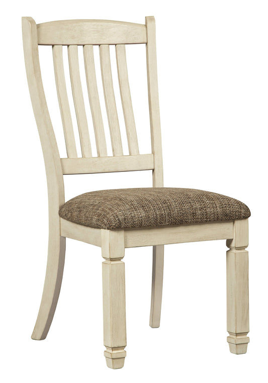 Lorraine 2 Antique White Upholstered Dining Side Chairs