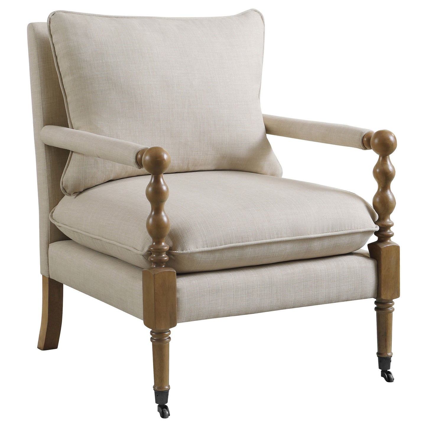 Marigold Beige Accent Chair with Casters