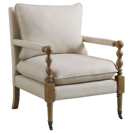 Marigold Beige Accent Chair with Casters