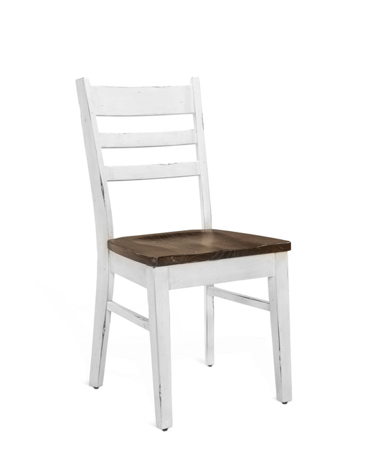 Zen 2 Off White Dark Brown Ladder Back Chairs