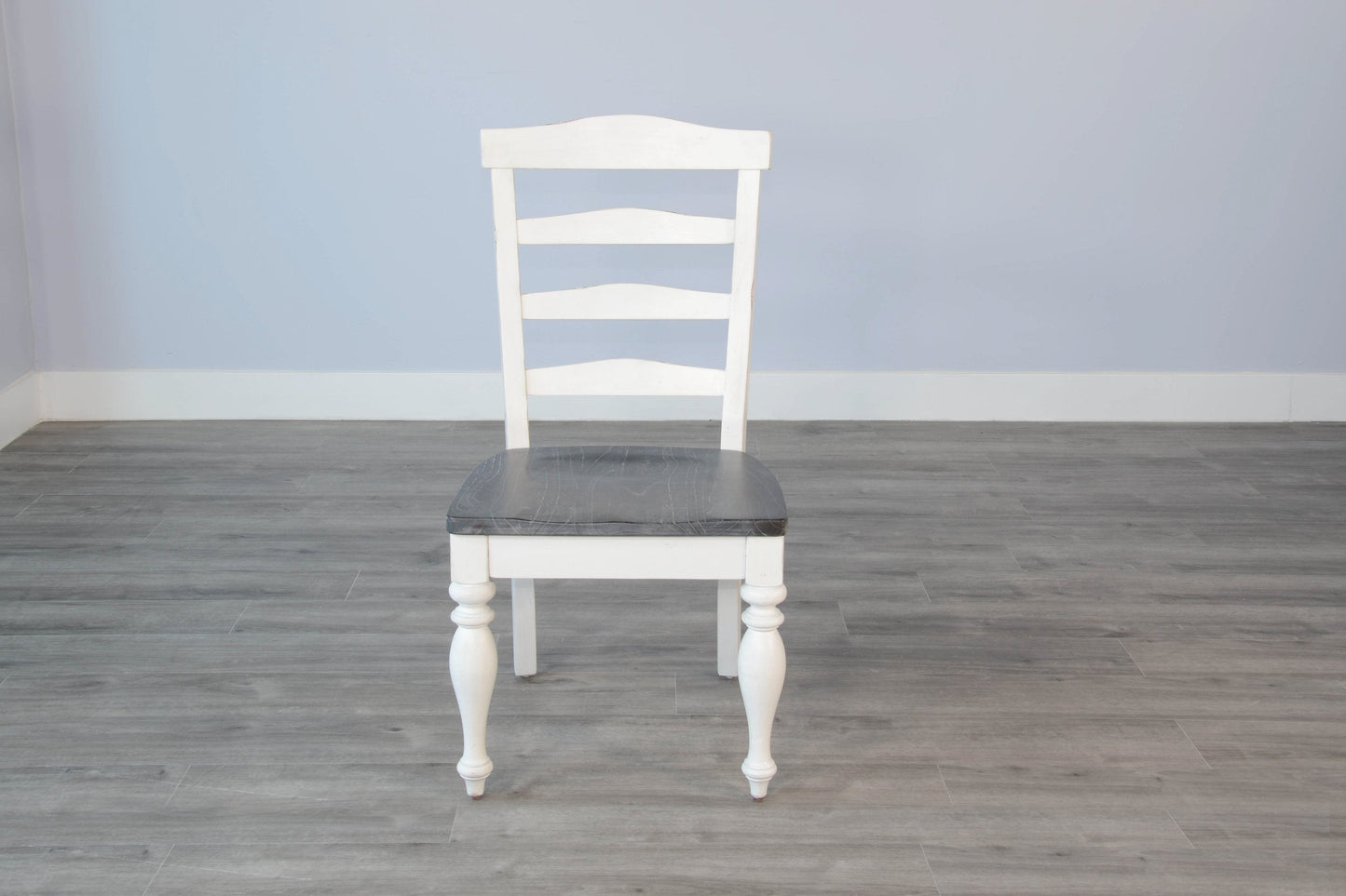 Zen 2 Modern Off White Dark Brown Ladder Back Chairs