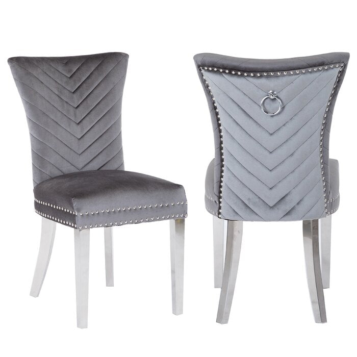 Creekmeadow 2 Dark Gray Velvet Dining Chairs