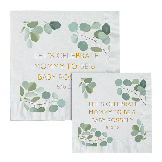 Personalized Simple Eucalyptus Beverage Napkins