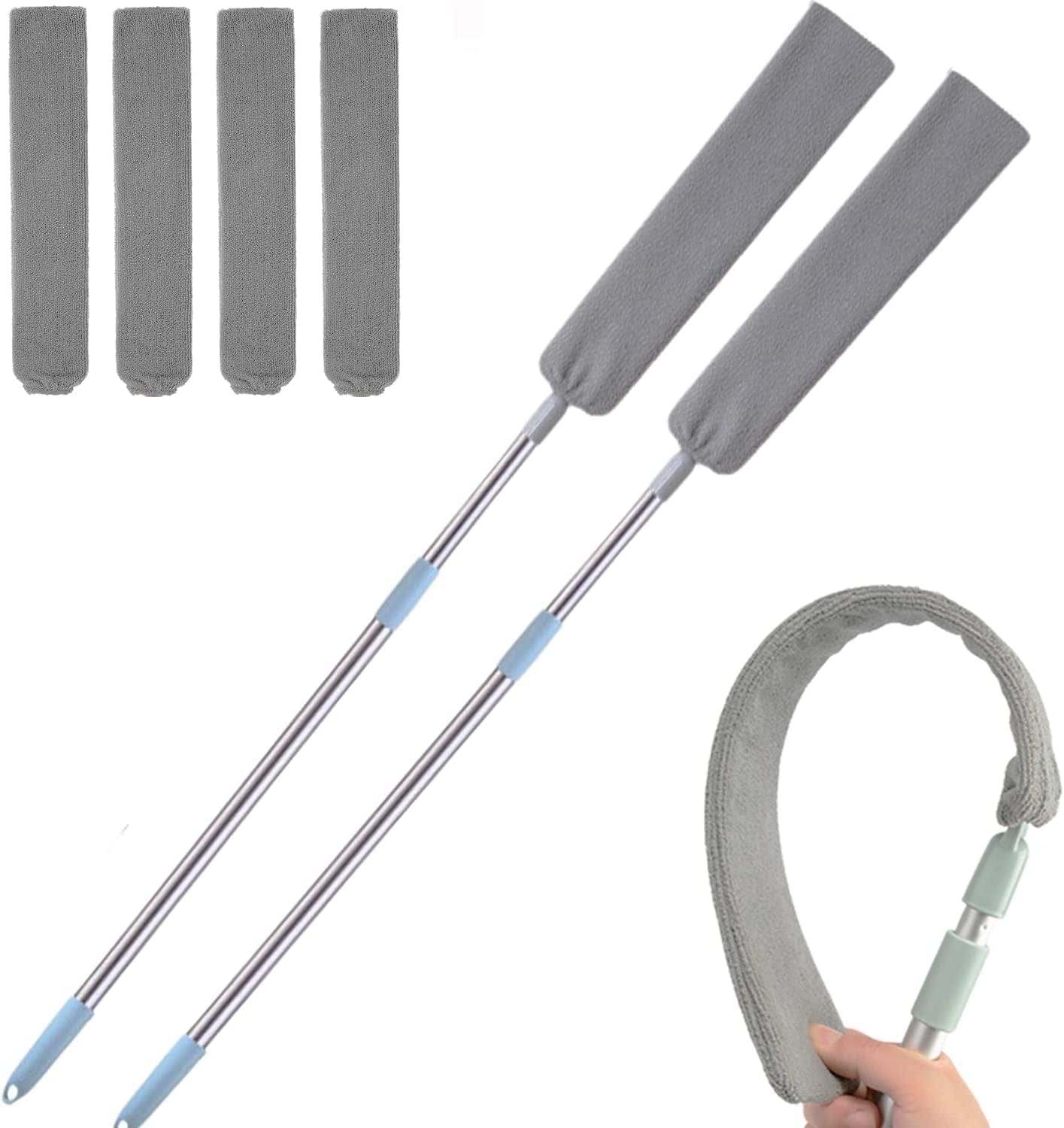 Retractable Gap Dust Cleaner, Gap Dust Brush for Cleaning under Appliances, Microfiber Hand Duster Removable and Washable Gap Cleaning Brush Cleaning Tools for Home Bedroom Kitchen