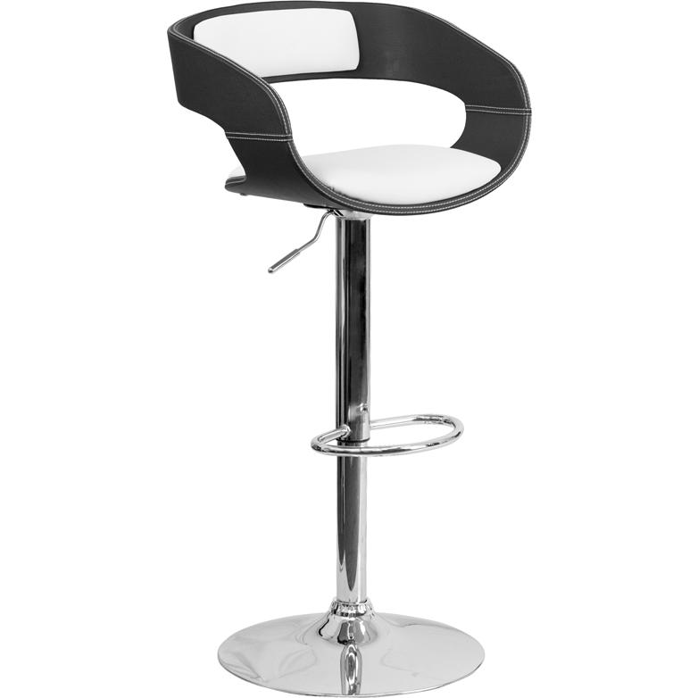 Bentwood Two Tone Black & White Vinyl Adjustable Height Barstool