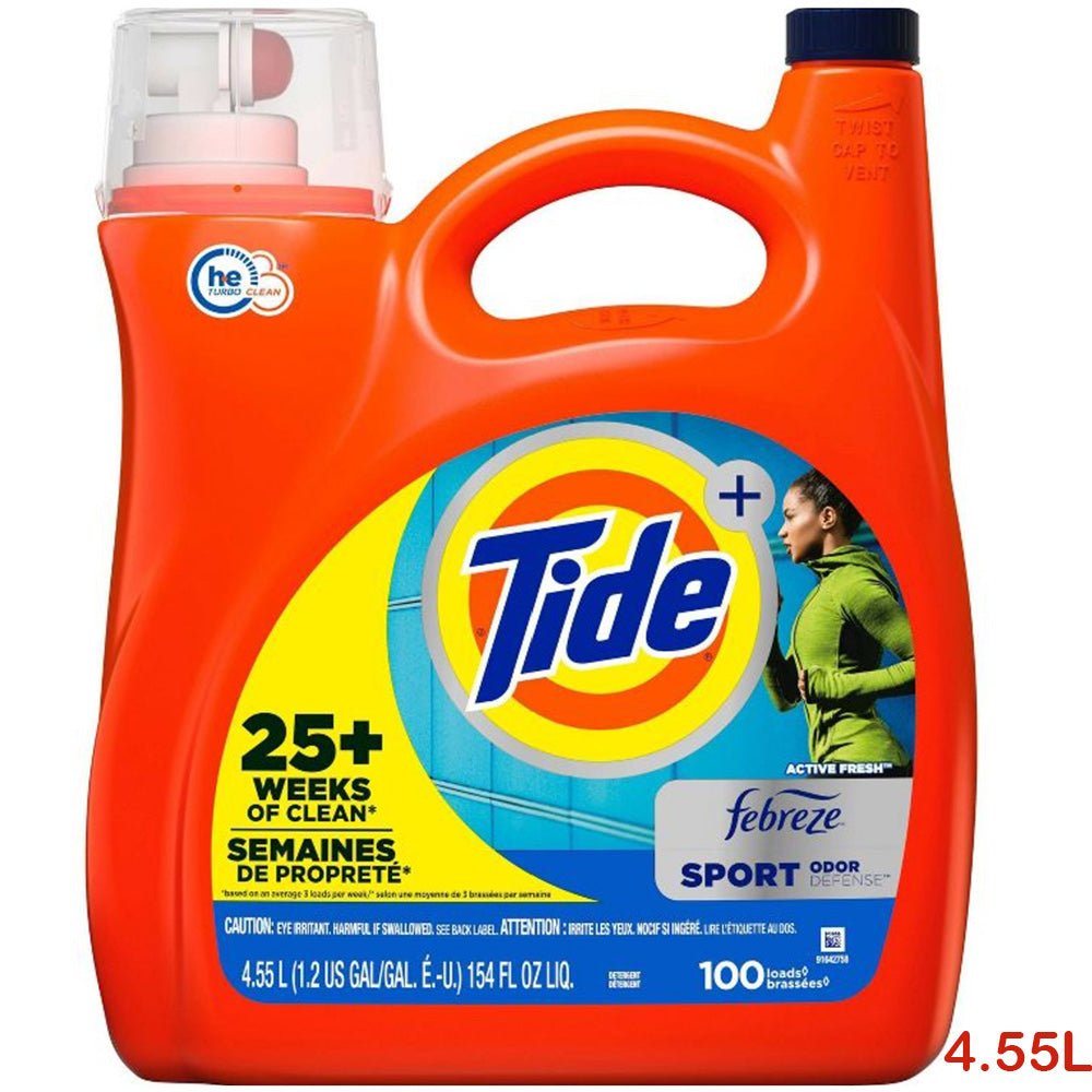 Tide - Liquid Laundry Detergent Febreze Sport Odor Defense Active Fresh 4.55L