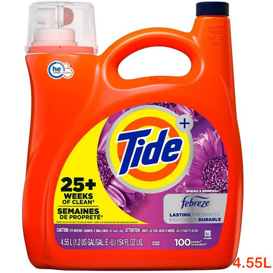 Tide Plus Febreze Spring Renewal Liquid Laundry Detergent 4.55L