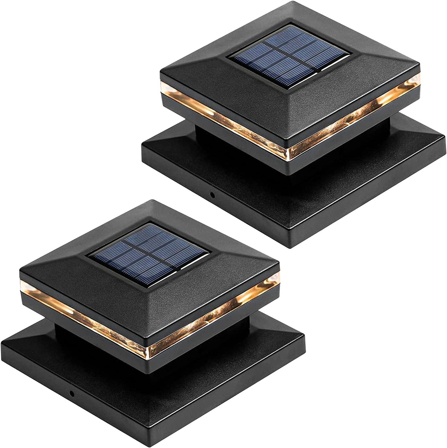 Viewsun 8 Pack Solar Post Lights, Outdoor Fence Post Cap Light Solar Powered Caps for Deck, Patio, Garden Decor, Warm White High Brightness SMD LED Lighting, Lamp Fits for 4X4 or 6X6 Wooden Posts