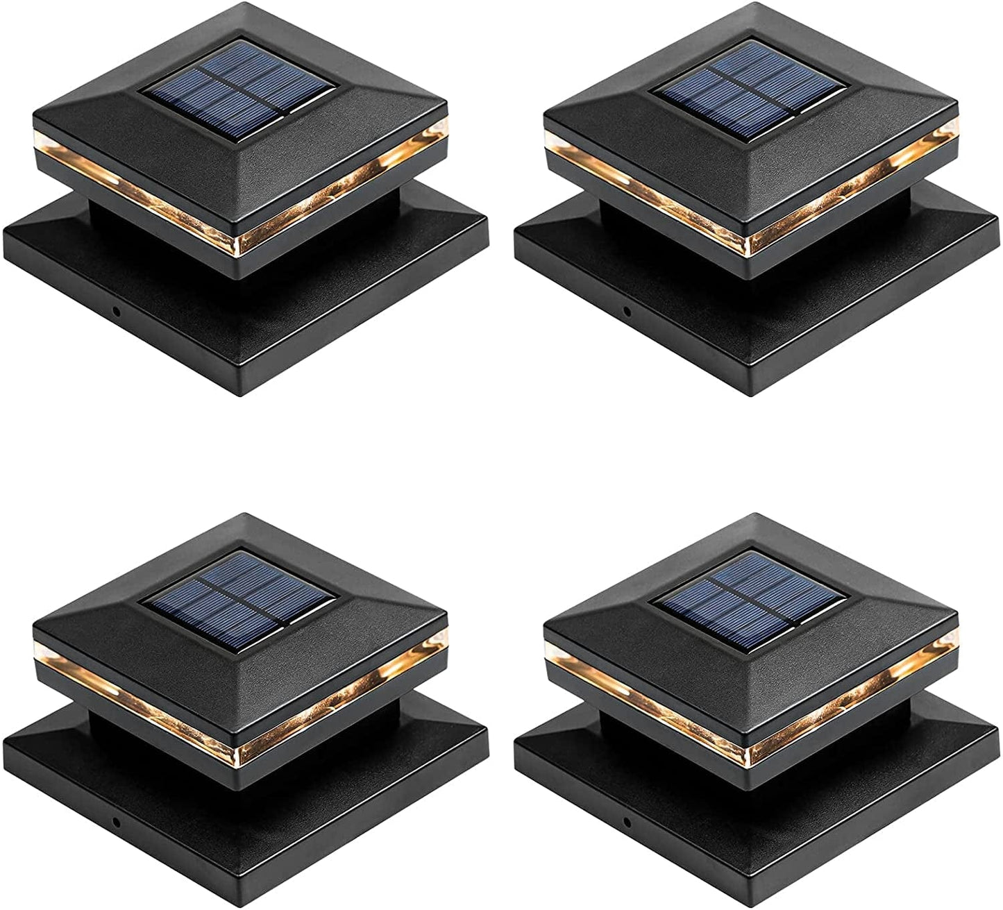 Viewsun 8 Pack Solar Post Lights, Outdoor Fence Post Cap Light Solar Powered Caps for Deck, Patio, Garden Decor, Warm White High Brightness SMD LED Lighting, Lamp Fits for 4X4 or 6X6 Wooden Posts