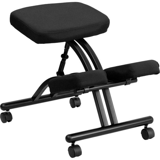 Mobile Ergonomic Kneeling Office Chair in Black Fabric
