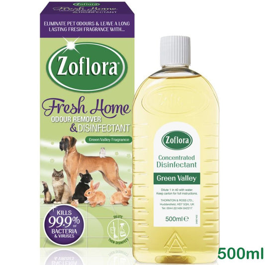 ZOFLORA - Concentrated Antibacterial Disinfectant, Pets Fresh Home Green Valley 500ml