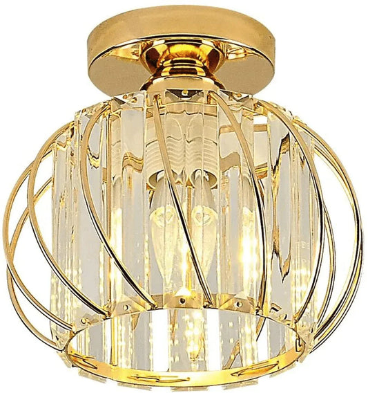 Ztuoyong Crystal Ceiling Light Fixture Chandelier Crystals Light, LED Flush Mount Ceiling Light for Kitchen Hallway Dining Rooms Living Rooms Bar (Gold)